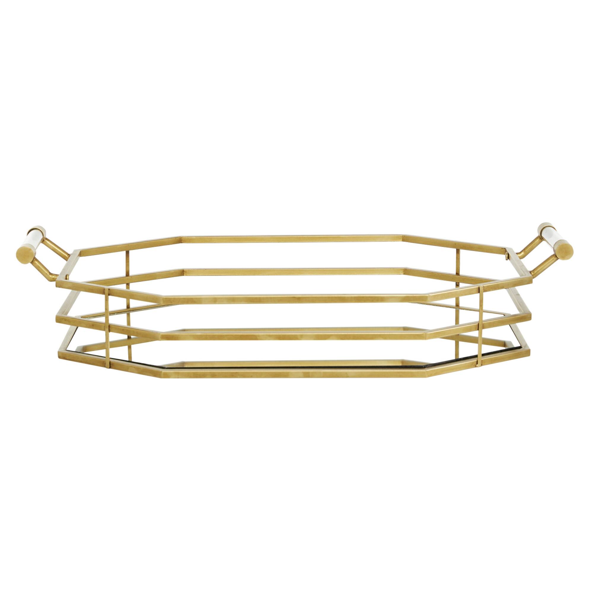 CosmoLiving by Cosmopolitan 27" Gold Metal Glam Tray